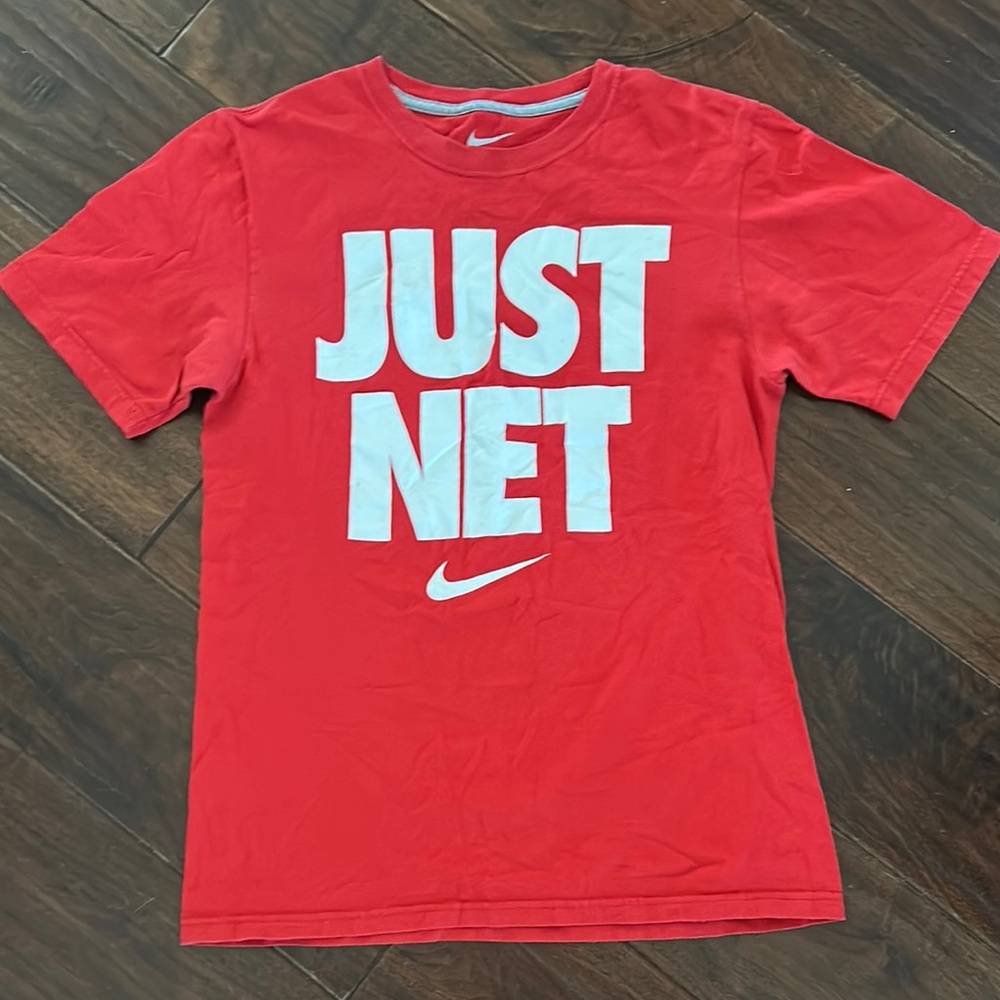Nike Red and White Short Sleeve Tees “Just Net” Sz S